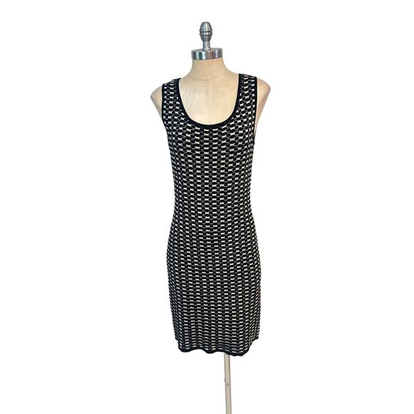 Grace Knit Dressing Womens Sleeveless Black & Tan Geometric Dress Medium - Picture 1 of 5